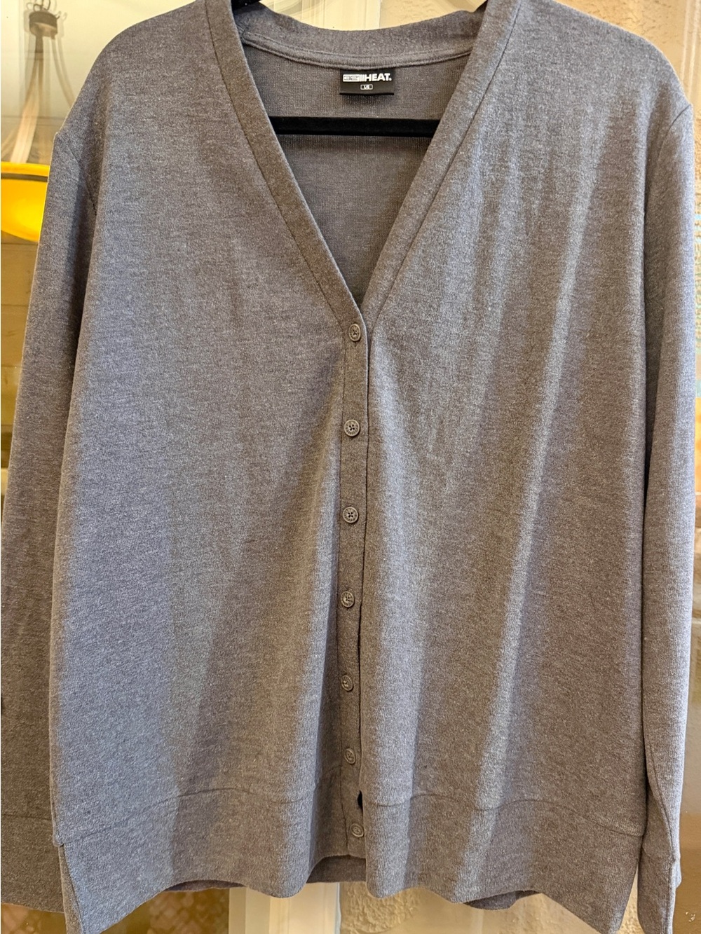 32 Degrees Women's Gray V-Neck Button Cardigan Sweater